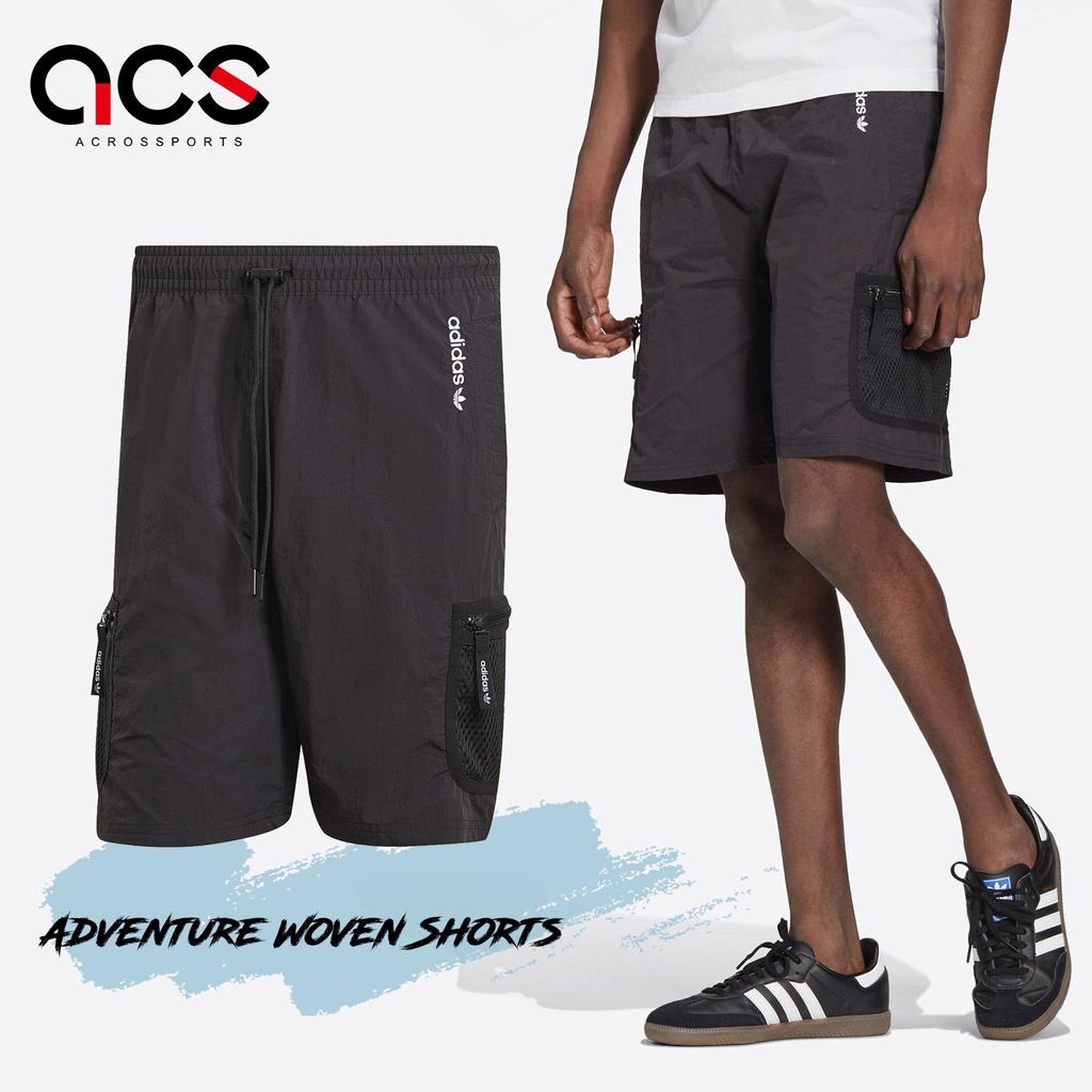 adidas 短褲 Adventure 男款 黑 輕量 尼龍 工裝風 多口袋 愛迪達 三葉草 【ACS】 GN2341
