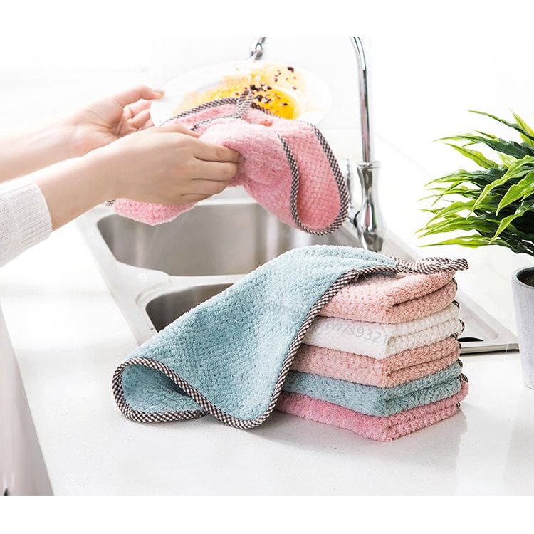 素色珊瑚絨抹布 吸水抹布 擦手巾 可掛式抹布 可掛式擦手巾