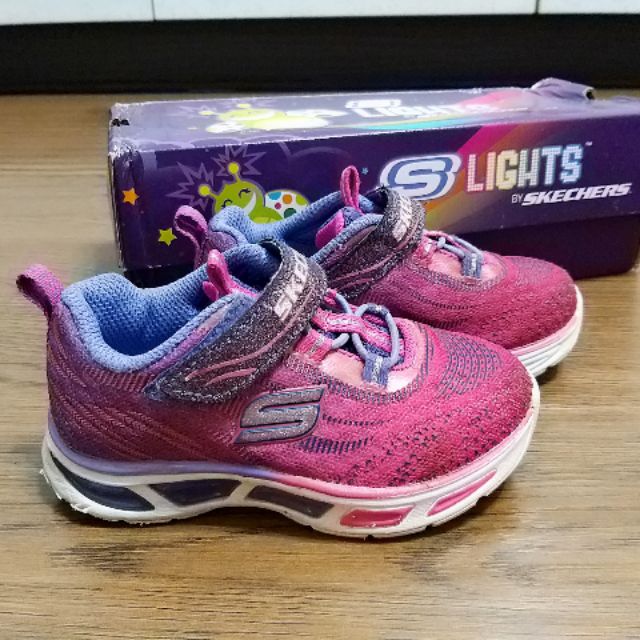 [二手]美國購Skechers閃燈慢跑鞋 運動鞋 球鞋 布鞋 小童 桃紅紫us7