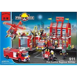 ㄅㄚˊㄅㄚˊ愛玩具，(特價商品)啟蒙積木消防系列911/消防總局積木套組(980PCS)