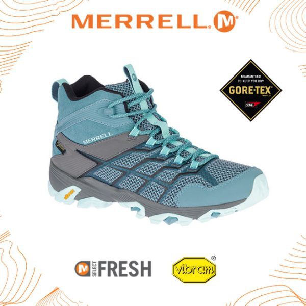 MERRELL 女 MOAB FST 2 MID GORE-TEX 中筒鞋《淺藍灰》ML49182/防水/登山/悠遊山水