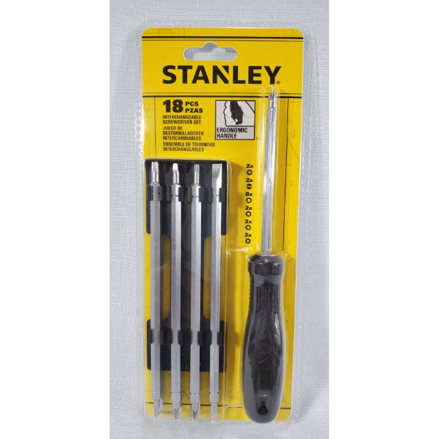全新STANLEY/史丹利 18件 可換頭 螺絲起子組 加硬螺絲起子
 
鉻釩鋼
