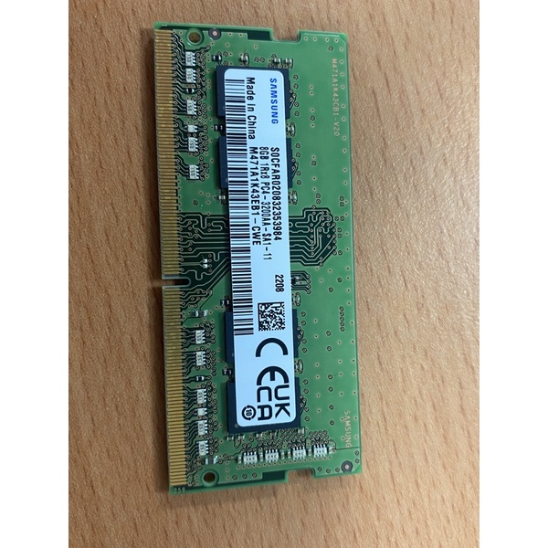 筆電記憶體Samsung 8G DDR4 3200 NB RAM (M471A1K43EB1-CWE