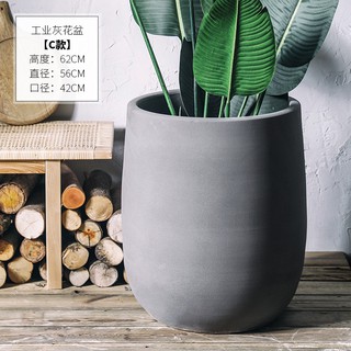 陶瓷花盆大型落地花盆種植盆粗陶盆創意北歐花盆簡約工業風大花盆灰色花壇酒店室內外綠植盆上新免運