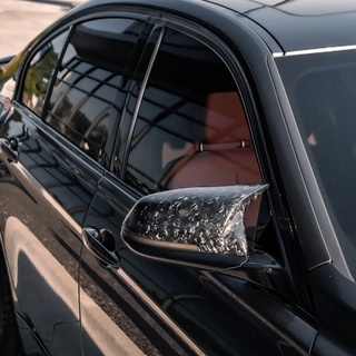 BMW F30 真碳纖維鍛造後視鏡 鍛造牛角後照鏡蓋 替換式改裝後照鏡 卡扣式 F20 F22 F31 F32 E84