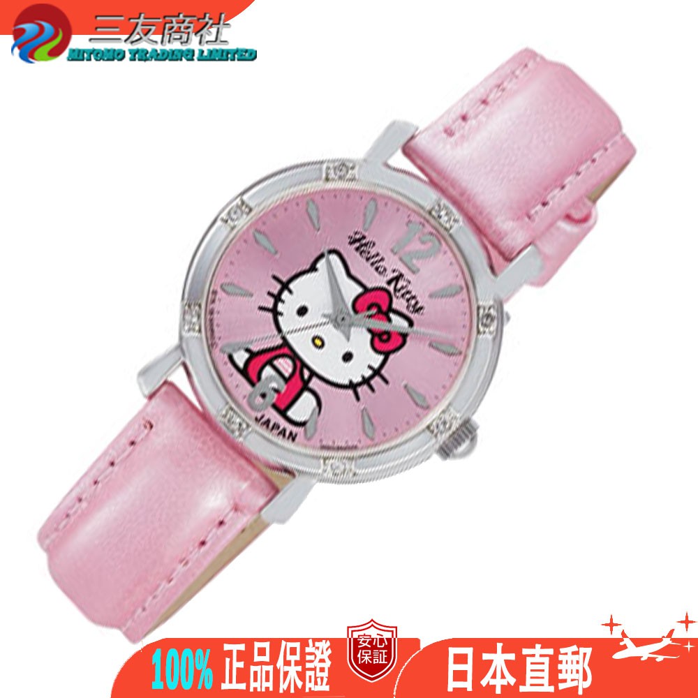 女士手錶 Hello Kitty 粉色皮革錶帶 日本製造