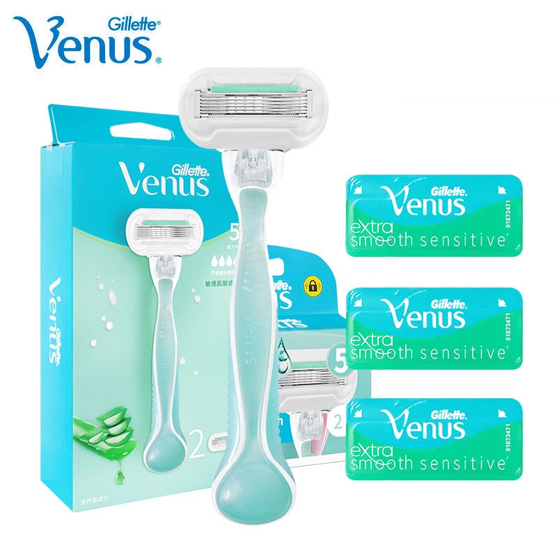 Gillette Venus 吉列維納斯 女士剃須刀豪華光滑 5 層剃須刀片適用於女士敏感皮膚脫毛替換刀片補充裝