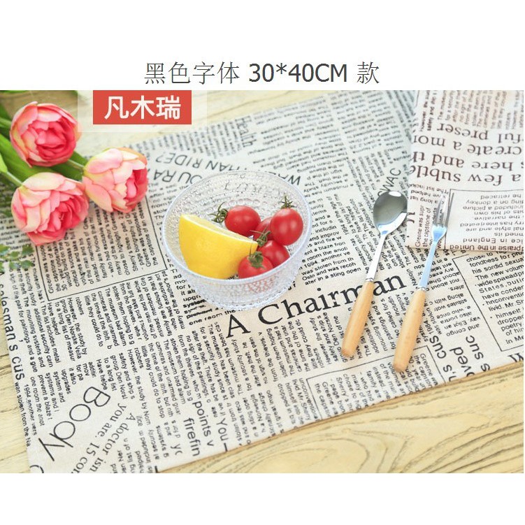 B 雙色英文報紙餐墊棉麻餐墊棉麻杯墊盤墊美食拍攝背景布拍照道具 蝦皮購物