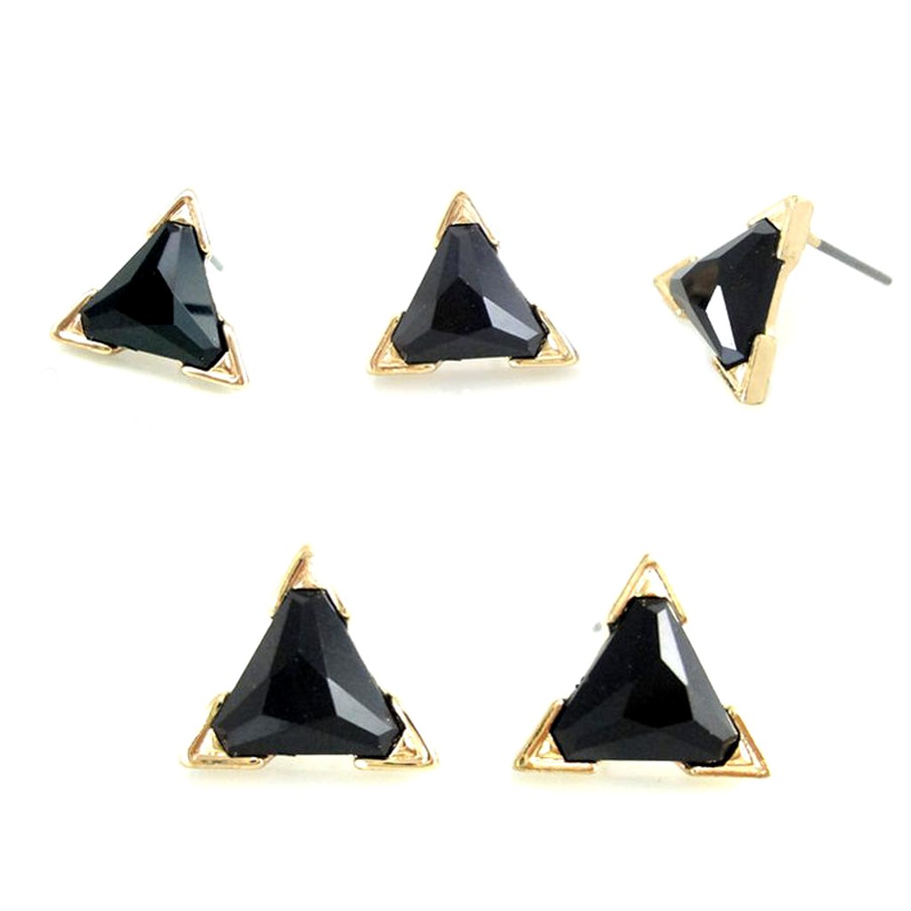 黑鑽石 三角耳針耳環 艾豆『B2768』