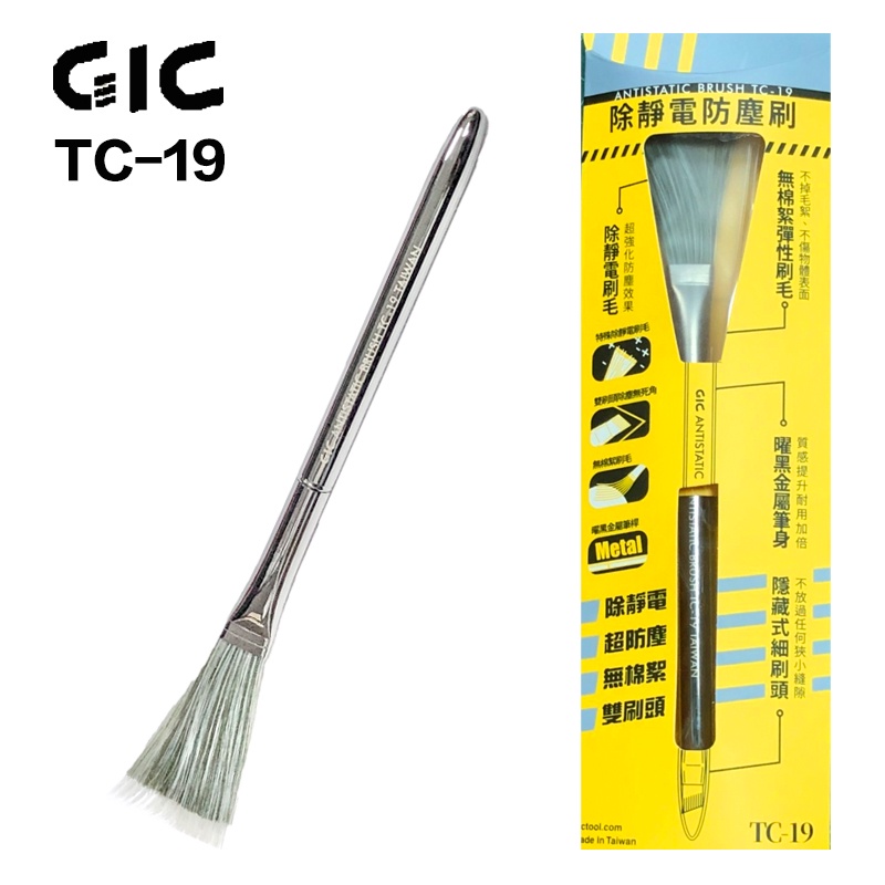 【鋼普拉】現貨 GIC TC-19 TC19 除靜電防塵刷 模型 公仔專用 除毛絮 金屬筆桿 靜電刷 防塵刷 毛刷 刷子