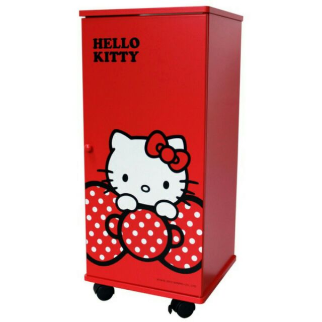 免運費【限賣家宅配,無法超取】正版授權 DIY  KT-0462B  Hello Kitty 三層滾輪櫃 收納櫃 木製櫃