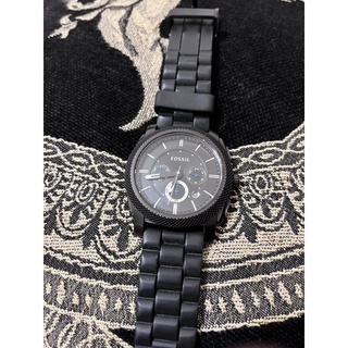 正品～FOSSIL (FS-4467 251009)三眼賽車款計時腕錶，全黑款（石英錶，日期框，錶徑45mm)8-9成新