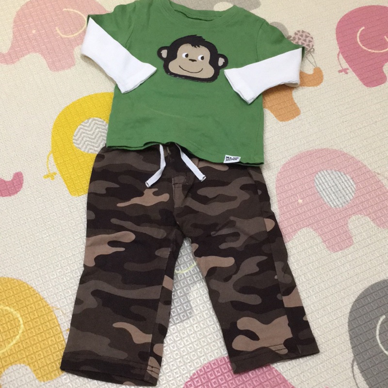 Carter's卡特小猴子迷彩套裝，男寶一歲，特價190元