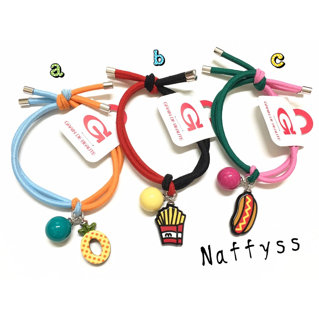 Naffyss✿韓國正品GRAIN de BEAUTE俏皮薯條大亨堡鳳梨球2way手環/髮束