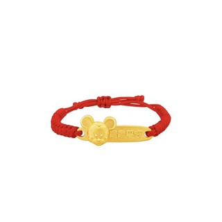 Disney迪士尼系列金飾 黃金編織手鍊-歲歲平安米奇款-紅色