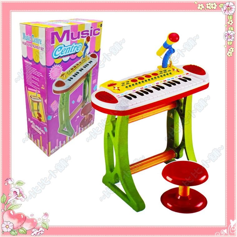 【比比小舖】兒童 電子琴 電子鼓 和弦 麥克風 演奏椅 直立式 附椅子 鋼琴 琴 音樂 玩具 生日 聖誕 交換 禮物
