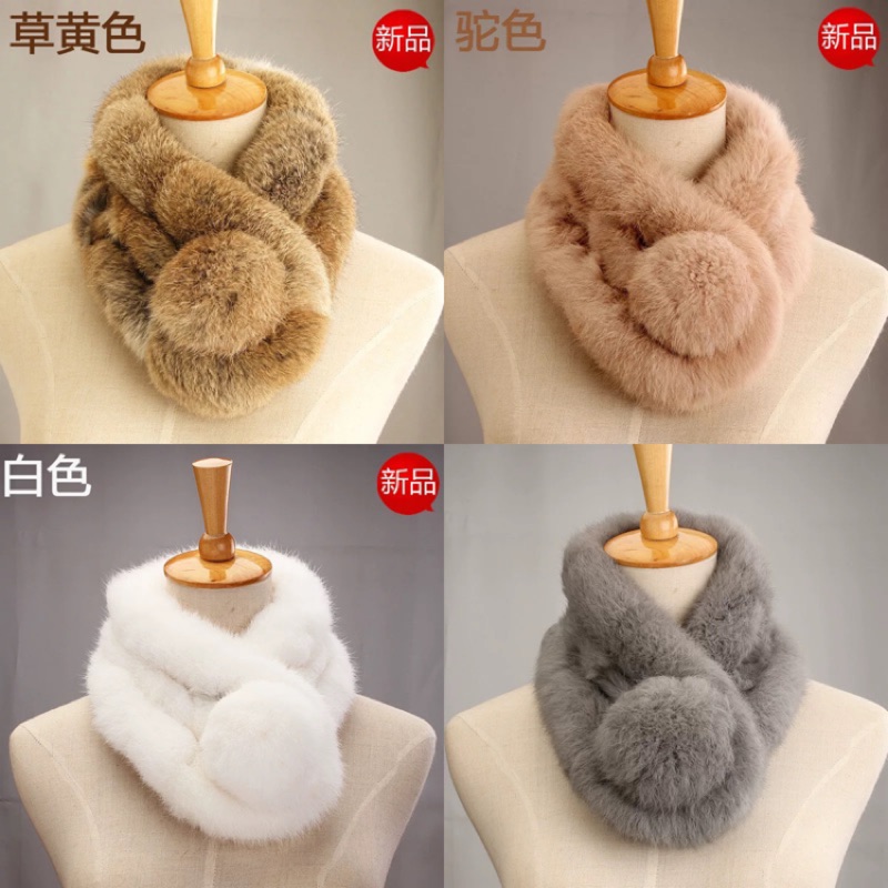 現貨 多色韓版真兔毛圍巾皮草脖圍圍脖皮草圍巾真毛毛球毛毛 蝦皮購物