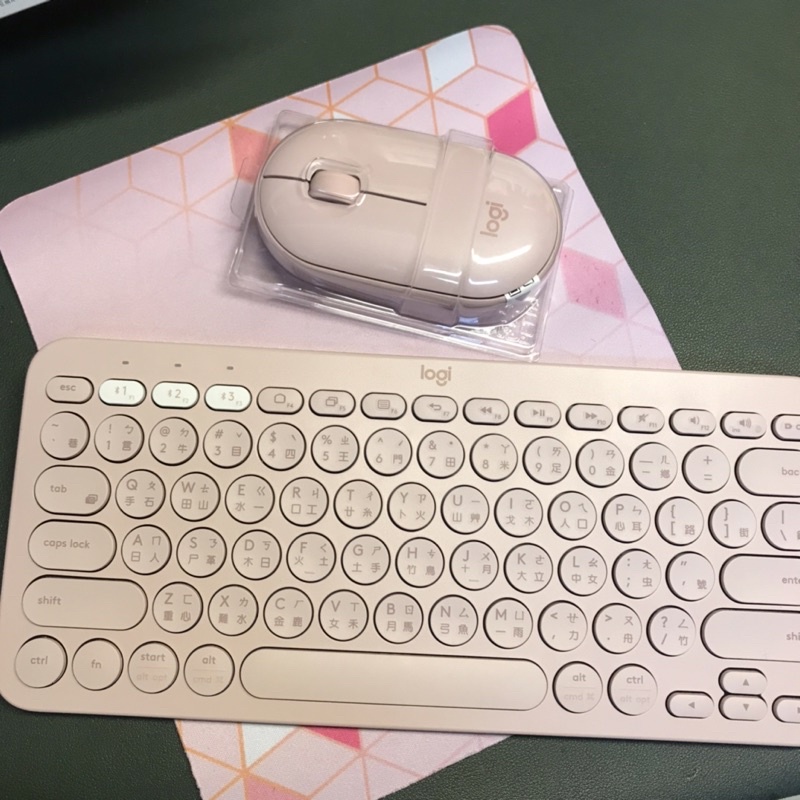 羅技 藍芽鍵盤滑鼠組 K380 M350 玫瑰粉附滑鼠墊 跨平台