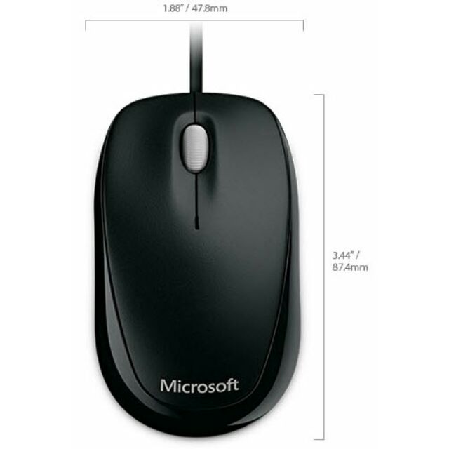 【免運出清】微軟Microsoft有線滑鼠, 筆電專用☆小巧隨攜微軟光學精靈鯊500 - 黑(工業包裝)