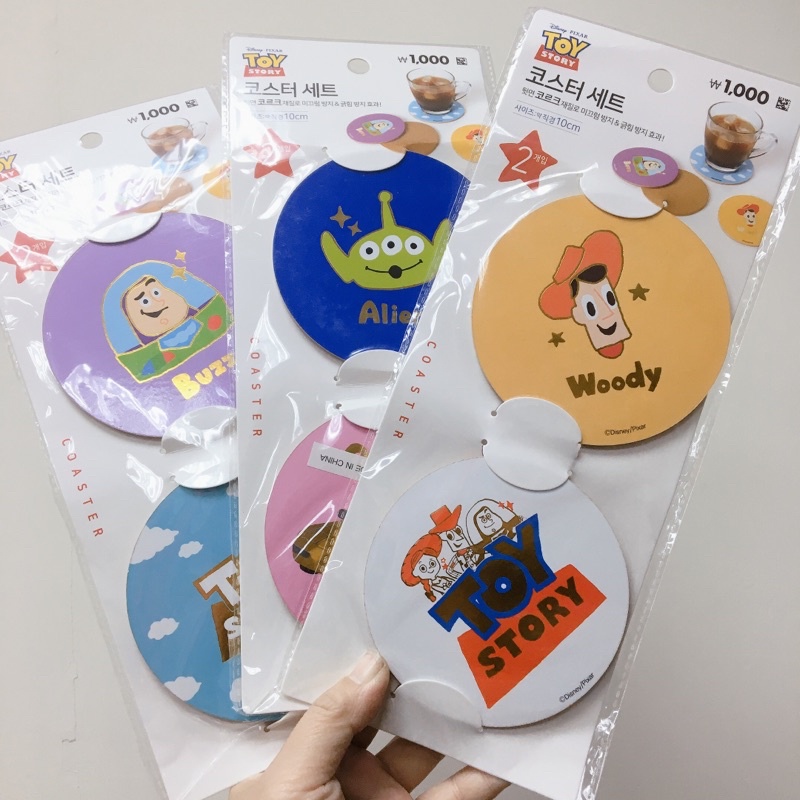 ENJOY韓國連線🇰🇷 絕版 韓國大創 台灣現貨 toy story軟木塞杯墊組（1組2入）