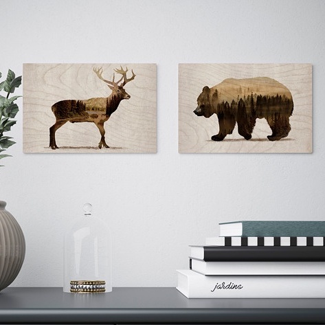 IKEA代購☻☺ 無框畫兩件裝 鹿&amp;熊 家中擺飾 家中裝飾 居家裝飾 畫 相框 IKEA相框 IKEA無框畫 餐廳裝飾