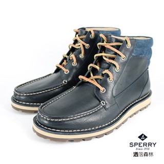 【SPERRY】男 全真皮休閒靴 個性經典短靴- 123642-藍色