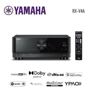 Yamaha RX-V4A 5.2聲道AV環繞擴大機.8K/藍牙/Wi-Fi/杜比全景聲.台灣公司貨(佑昇調音版）