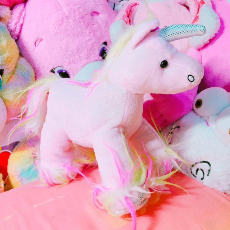 【狐狸的熊熊】粉紅 彩色 彩虹 飛馬 閃亮 亮片 彩虹 獨角獸 玩偶 娃娃 絨毛玩具