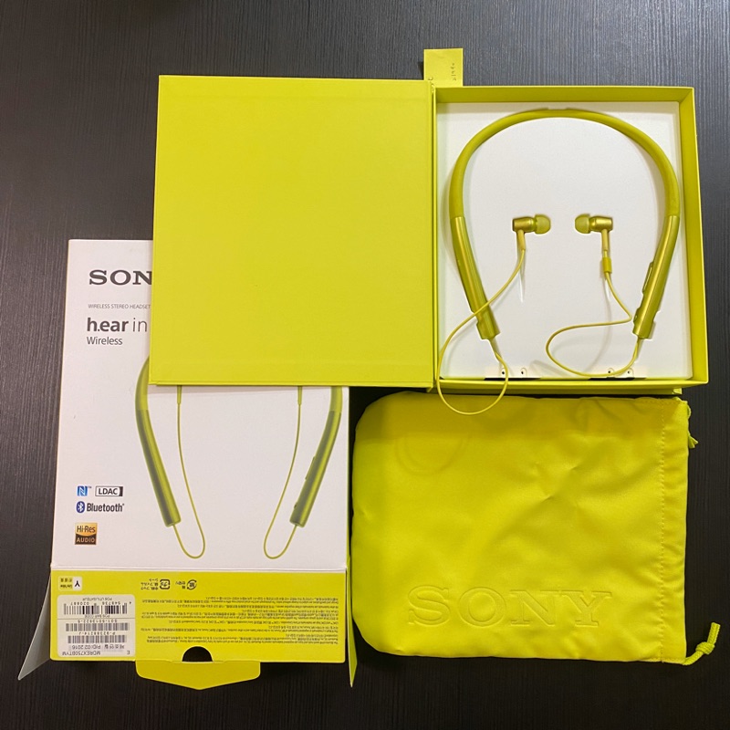 Sony hear in wireless MDR-EX750BT藍芽耳機 二手9成9新(螢光綠）