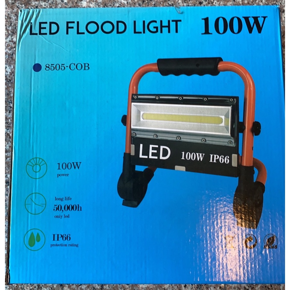 100w 應急移動工作燈 手提 工程LED探照燈 充電露營燈 投射燈 營地帳篷燈 草坪燈