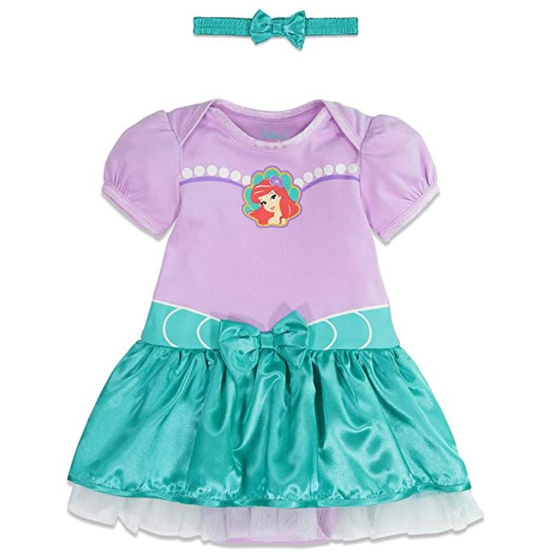 預購👍正版空運👍美國迪士尼 公主  小美人魚 ARIEL 愛麗兒 嬰兒 小洋裝 髮帶 組合 女童 包屁衣