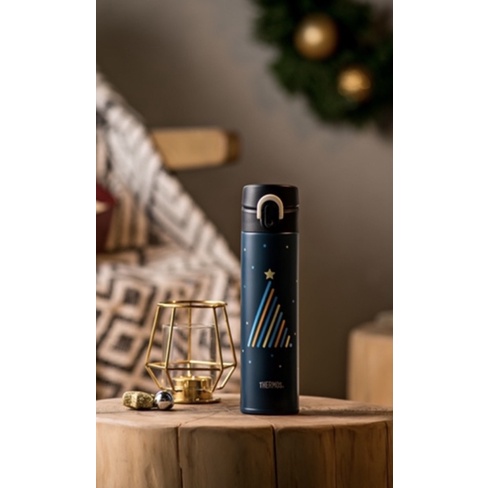 【THERMOS 膳魔師】 2020聖誕瓶新品 不鏽鋼真空保溫瓶0.4L-(JNI-401CM-TBBK)深藍色