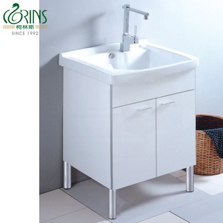 《CORINS 柯林斯》60cm 陶瓷洗衣槽浴櫃組 EN-60 結晶鋼烤門片 附洗衣板 落水頭 排水管【都會區免運費】