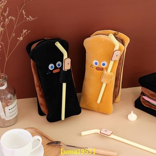 【萬家】ins韓風網紅個性搞怪筆袋 創意吐司面包仿真食物造型大容量鉛筆袋毛絨筆盒小學生文具盒帶拉鏈收納袋