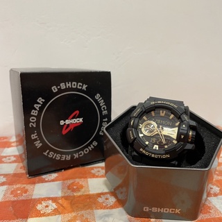 [二手]CASIO卡西歐G-SHOCK金屬系雙顯手錶-經典黑金GA-400GB-1A9DR