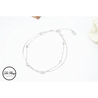 【Lit Ring】純銀小圓珠雙鍊條手鍊│Lit Ring 銀飾 925銀 多層次 雙圈 手鏈 細手鍊 手環 飾品 首飾