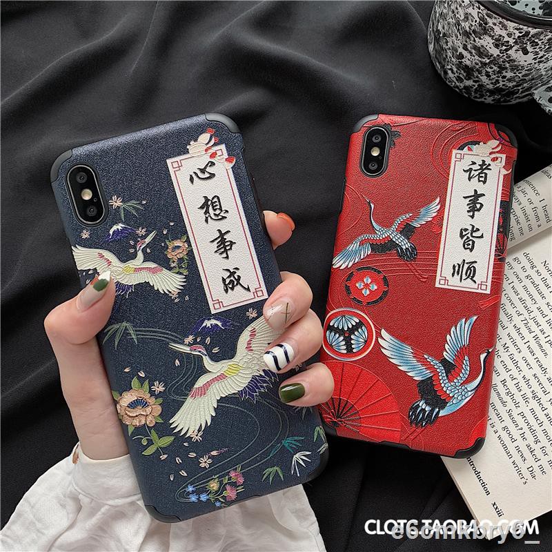 2個免運和風仙鶴個性文字xs Max蘋果6s手機殼iphone7plus 8 Xr浮雕軟殼潮 蝦皮購物