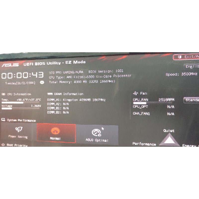 Amd fx 6300 3.5ghz+ Asus 970 gaming/Aura