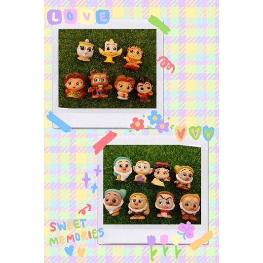 doorables/第七代/白雪公主與七矮人/美女與野獸/貝兒/野獸/茶壺/時鐘公仔疊疊樂