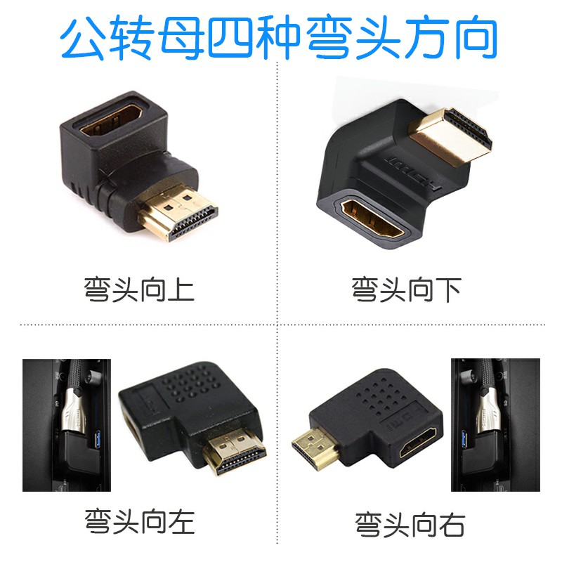 [HDMI鍍金接頭] 母對母 HDMI轉HDMI 連接頭轉換彎頭 L型 公轉母 公轉公 延長插頭 轉接器 電視佈線專用