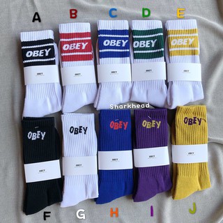 【Sharkhead】現貨 OBEY Cooper Socks 長襪 棉襪 中筒襪 黑白 襪子 條紋 黃 寶藍 白 紫
