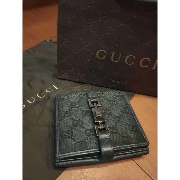 ㊣✨ GUCCI✨古馳 賈姬包釦鎖 經典黑 折疊短夾/錢包/皮夾/雙G/二手皮夾/二手精品/保證正品