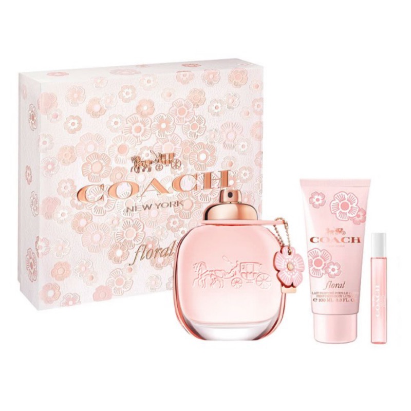 Coach Floral 芙洛麗女性淡香精禮盒 香精90ml 香水筆7 5ml 身體乳100ml 蝦皮購物