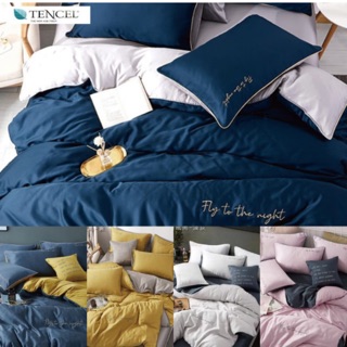 ｛寢｝頂級60支天絲 床包 鋪棉兩用被套抱枕五件組 雙色刺繡特色