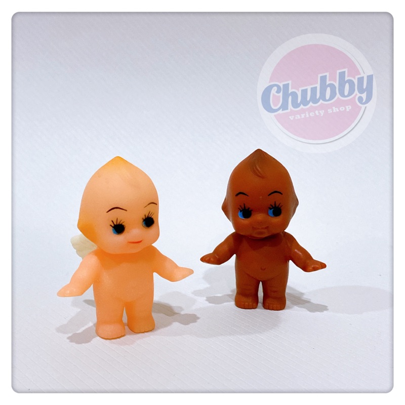 #CHUBBY# 早期Kewpie baby/Q比娃娃/5cm乳膠娃娃/翅膀&amp;咖啡色/二手老玩具