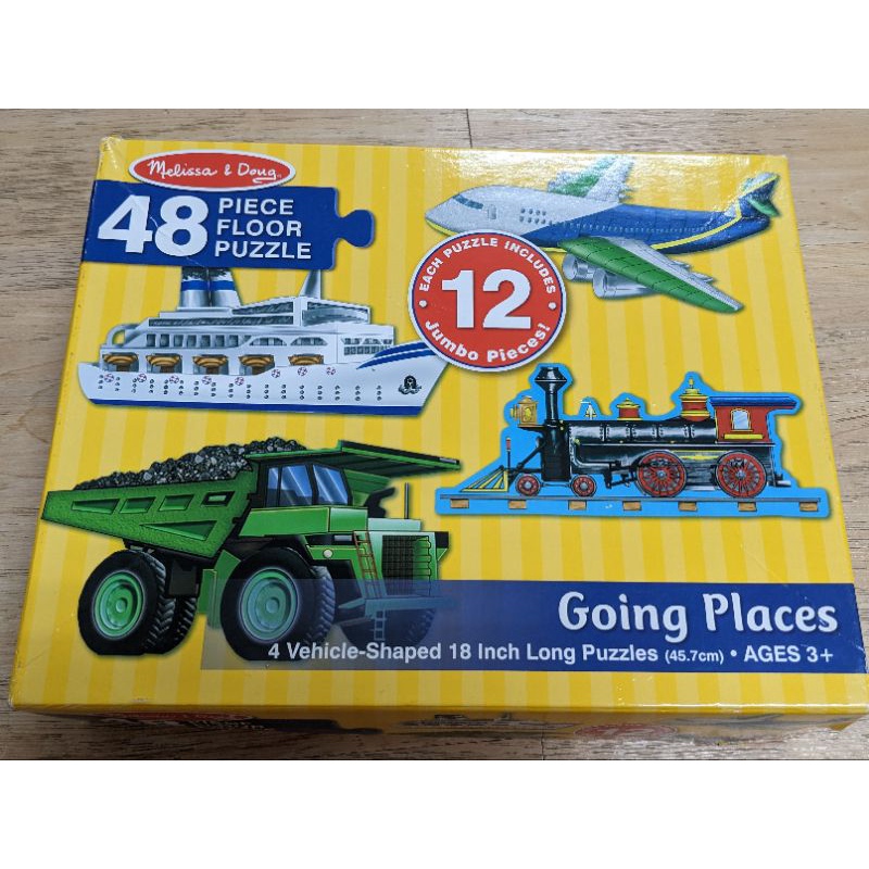 二手 美國瑪莉莎 Melissa &amp; Doug 大型地板拼圖 交通工具48片