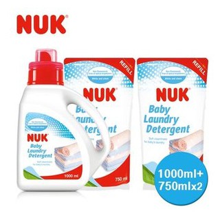 NUK 嬰兒衣物洗衣精促銷組(1罐1000ml+2補充包750ml)