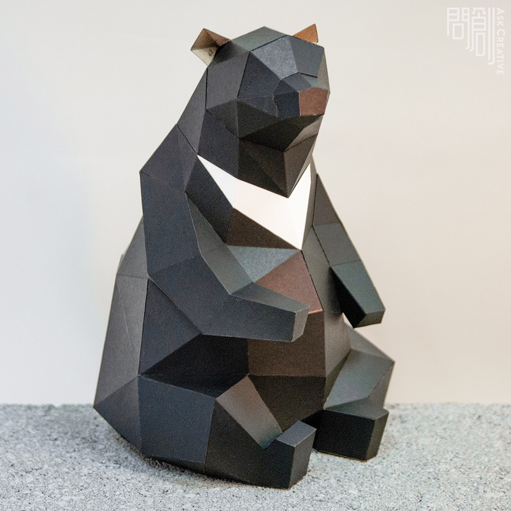 問創設計 DIY手作3D紙模型 禮物 擺飾 小動物/台灣瀕臨絕種保育類系列 - 台灣黑熊