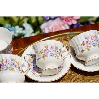 【旭鑫】Grosvenor Alpine Rose 下午茶組 英國 骨瓷 瓷器 茶杯 咖啡杯 牛奶壺 糖碗 D.24