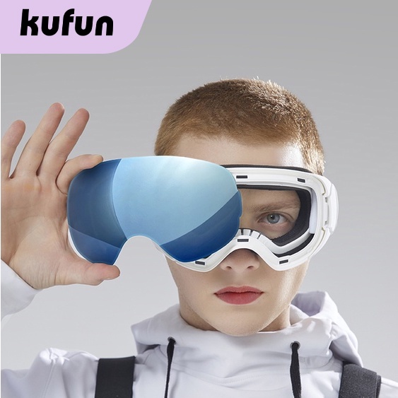 酷峰KUFUN滑雪鏡滑雪眼鏡護目鏡防霧磁吸球面雪鏡女男成人滑雪裝備近視送眼鏡盒+防塵袋